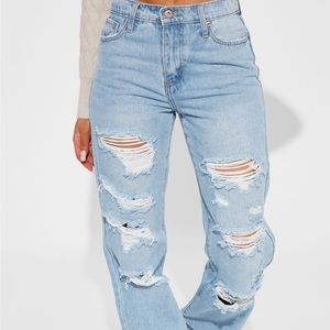 Boy Problems Ripped Straight Leg Jeans - Light Wash